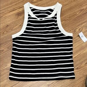 GAP Black and White Striped Tank Top
